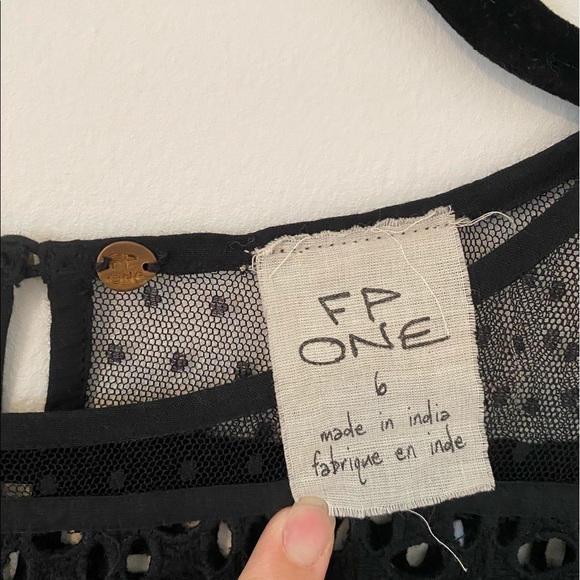 Free People FP ONE Lola Dress Black Lace Raw Hem - Picture 6 of 10